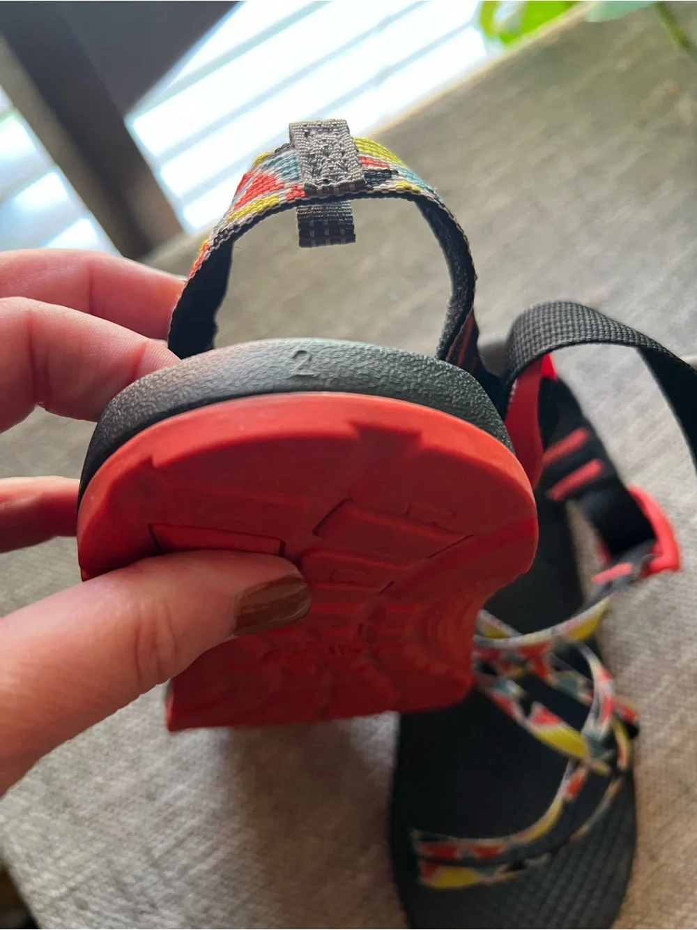 Chacos ZX/1 Ecotread Sandals Crust Multi Red Black Lightweight Kids Sz 2